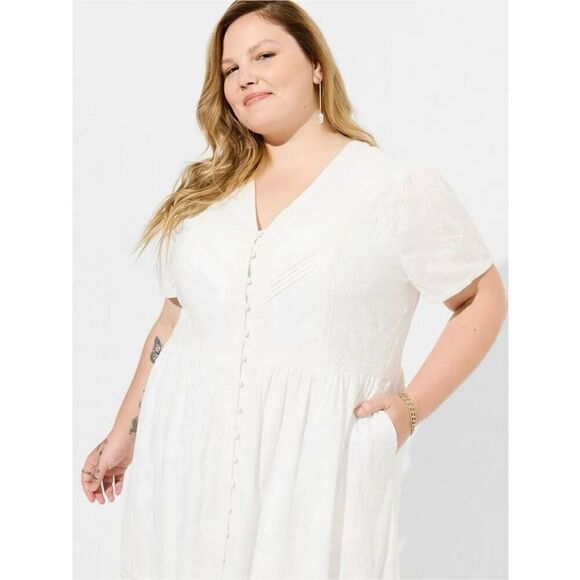 Torrid Maxi Dress White Cotton Voile Crochet Bride Wedding  Festival Boho NWT Ne - Picture 2 of 11